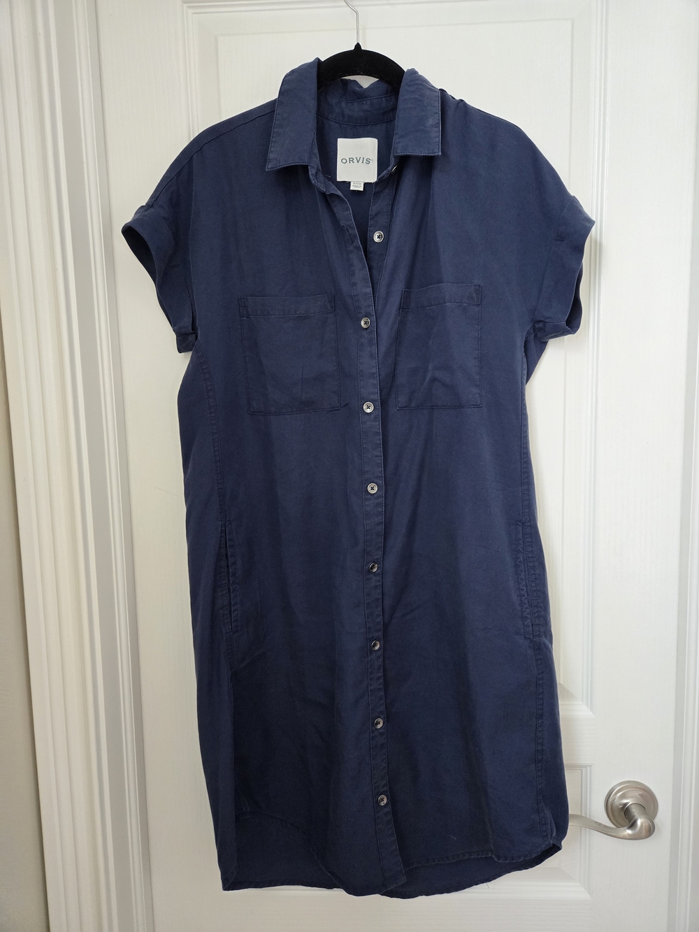 Orvis Navy Short-Sleeve Button-Down Shirt Dress